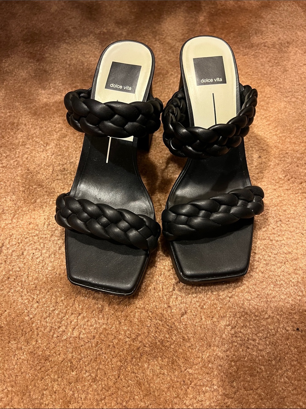 Dolce Vita Black Braided Strap Slide Sandals